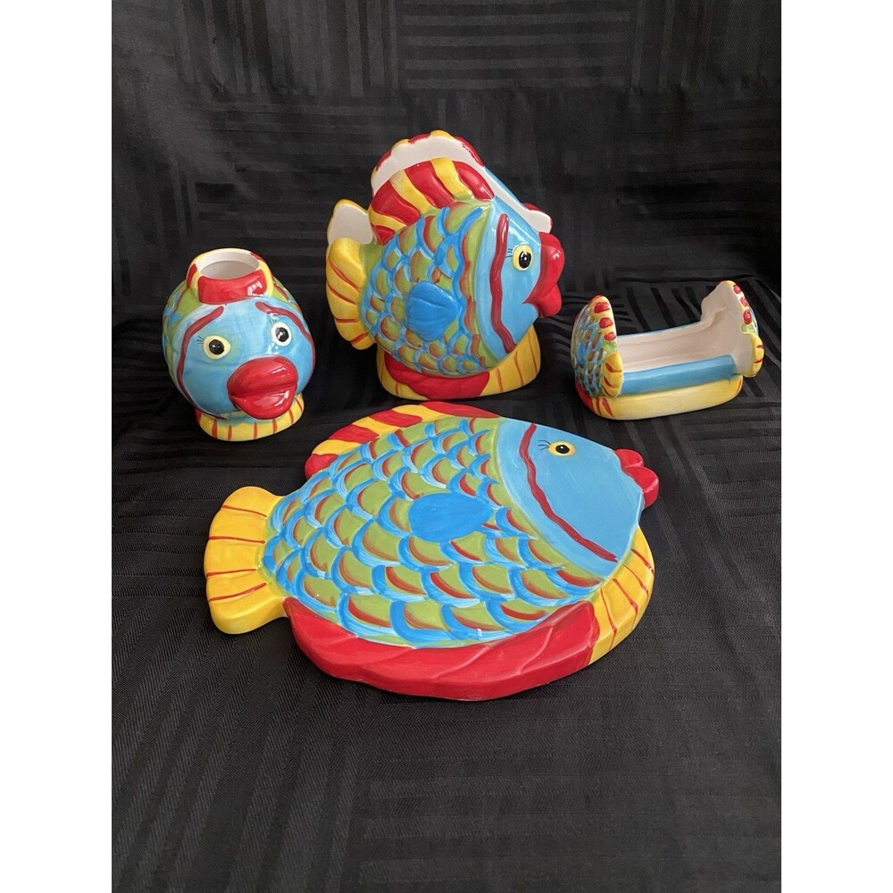 Alco Industries Tropical fish trivet,napkin,scour pad,toothpick holders kitchen